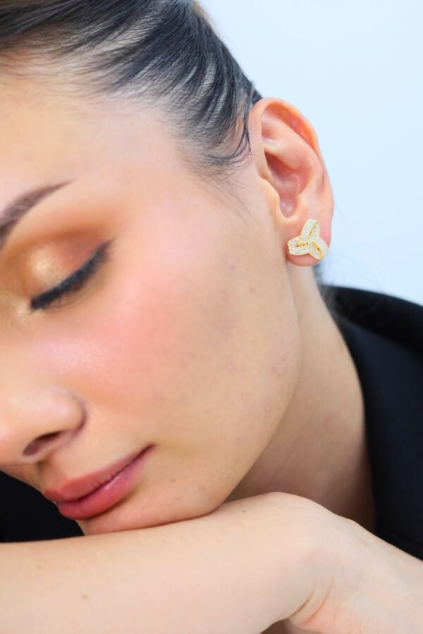 Celestine Knot Diamond Studs YG - Image 2