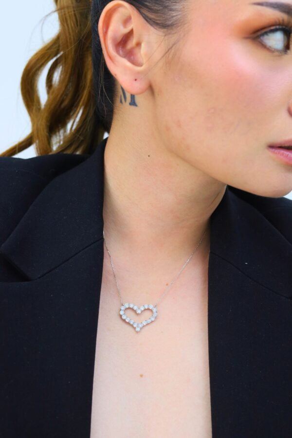 3ct Diamond Open Heart Necklace - Image 2