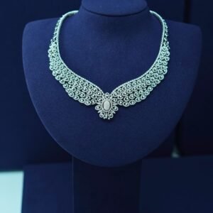 Auréla Regal Bloom Collar – 14K White Gold with Diamond Accents