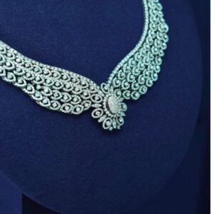 Auréla Regal Bloom Collar – 14K White Gold with Diamond Accents
